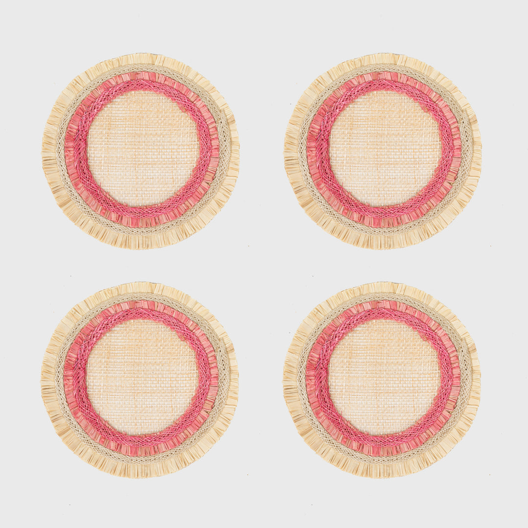 Ruffle Edge Straw Coasters, Pink