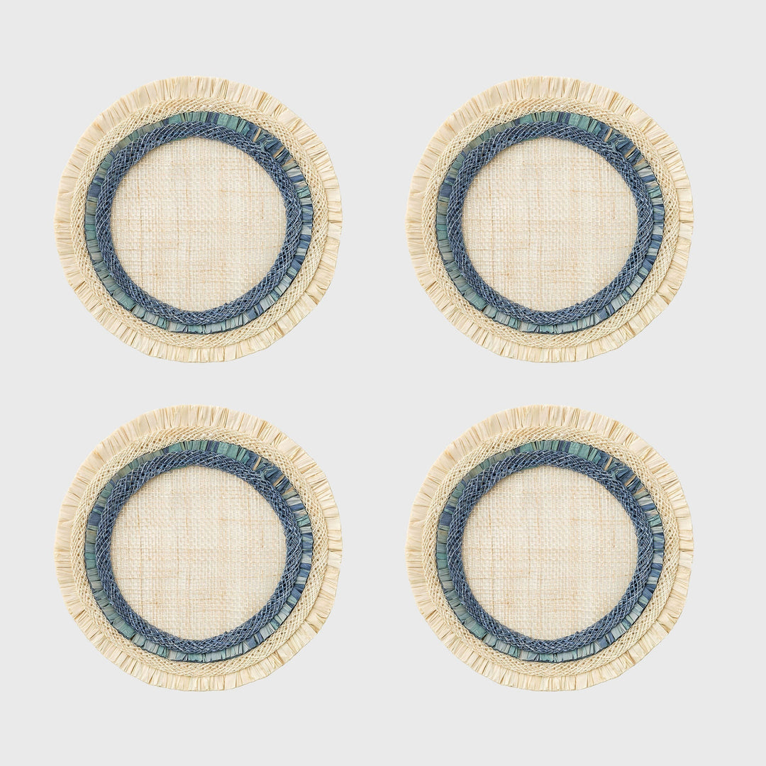 Ruffle Edge Straw Coasters, Indigo