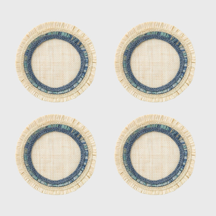 Ruffle Edge Straw Coasters, Indigo