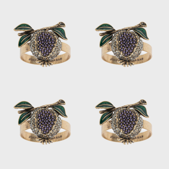 Pomegranate Napkin Rings - Set of 4