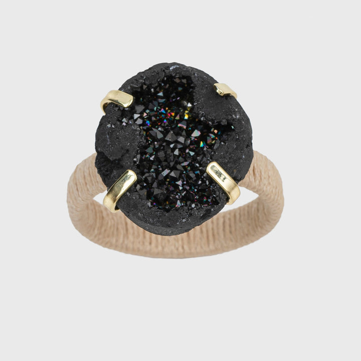 Black Rustic Druzy Napkin Rings - Set of 4