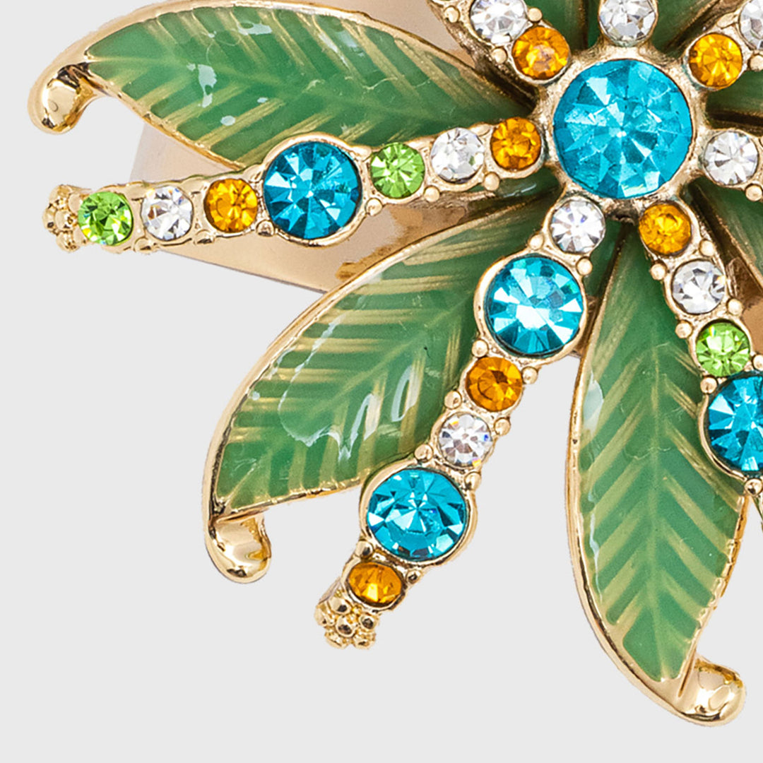 Deco Palm Napkin Rings, Green, Set of Four