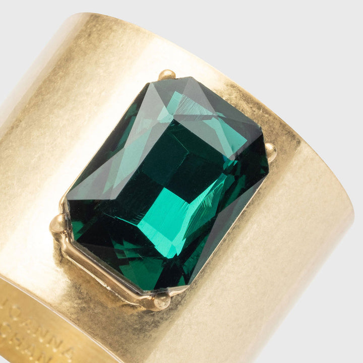 Emerald Single Gem Napkin Rings - Pair