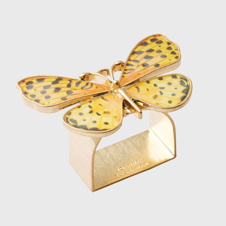 Painterly Butterfly Napkin Rings, Yellow, Set of Four