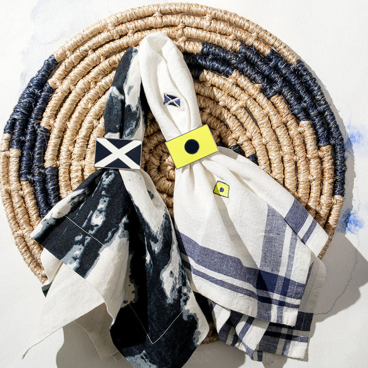 Nautical Flag Napkin Rings, Navy, Set of Four