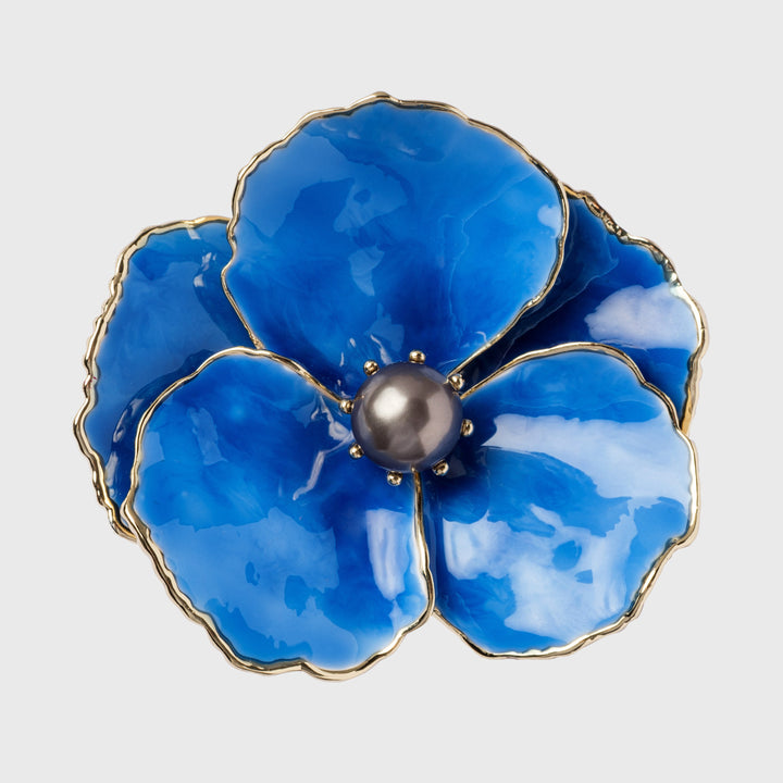 Blue Enamel Flower Napkin Rings - Set of 4