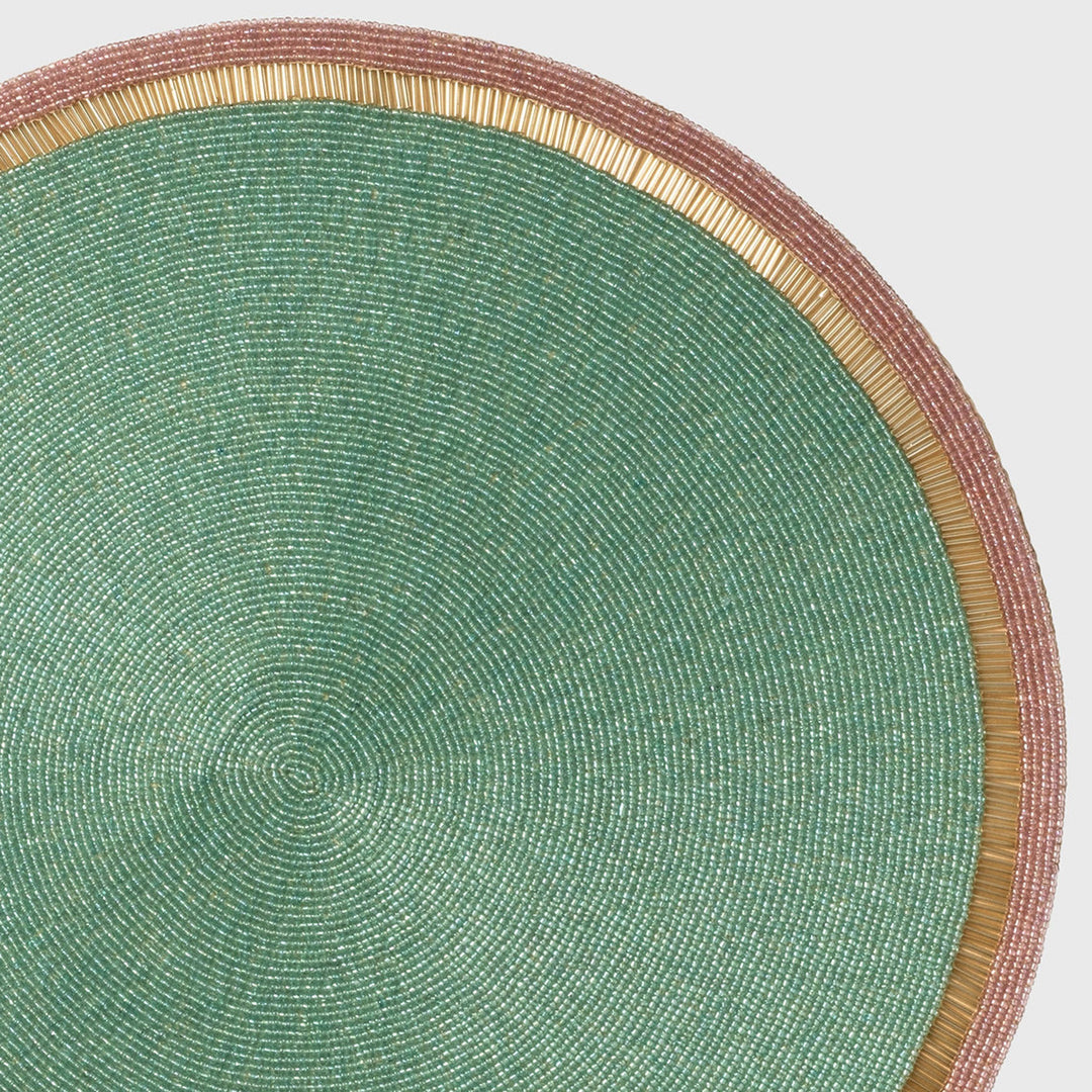 Bright Stripe Hand Beaded Placemat, Aqua With Lilac