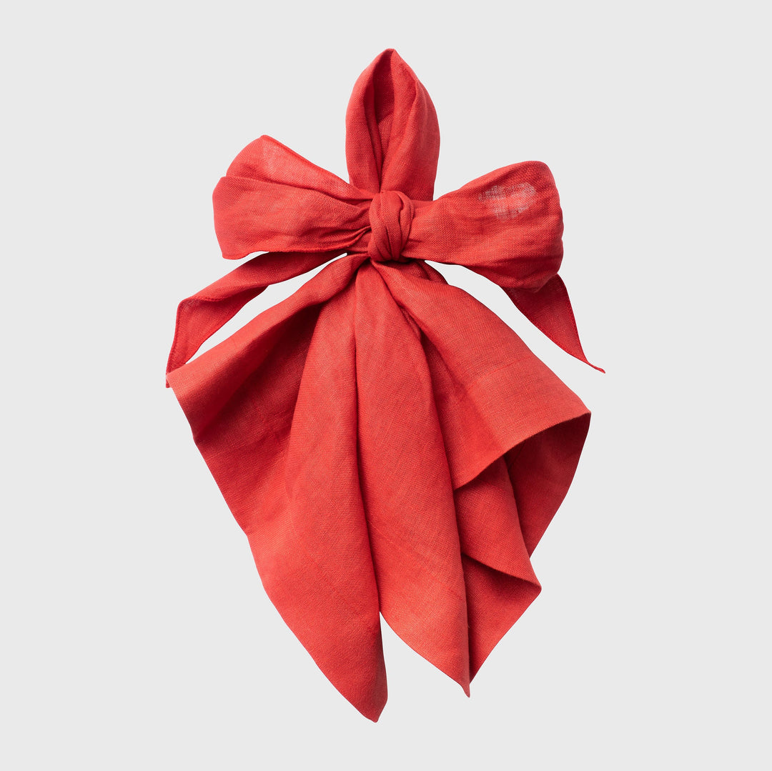 Bow Linen Napkin, Berry, Set of Two