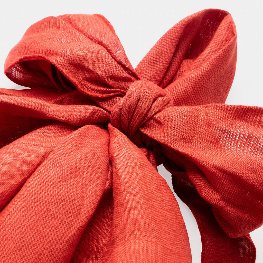Bow Linen Napkin, Berry, Set of Two