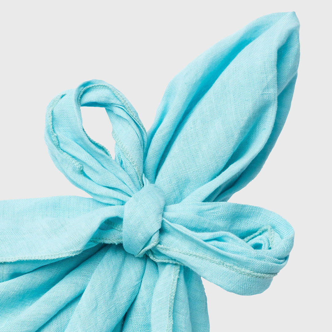 Bow Linen Napkin, Aqua, Set of Two