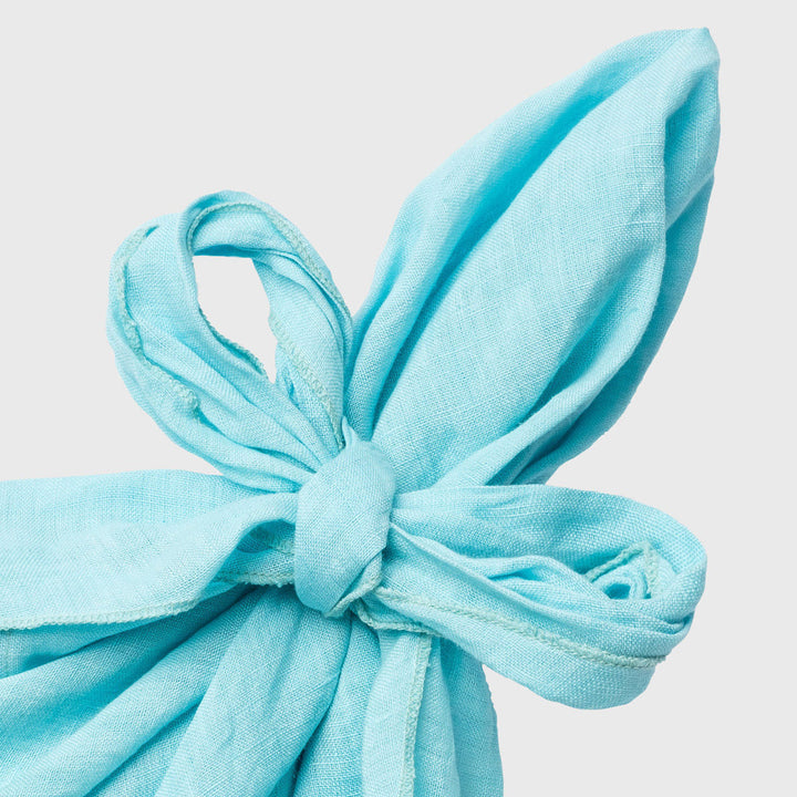 Bow Linen Napkin, Aqua, Set of Two