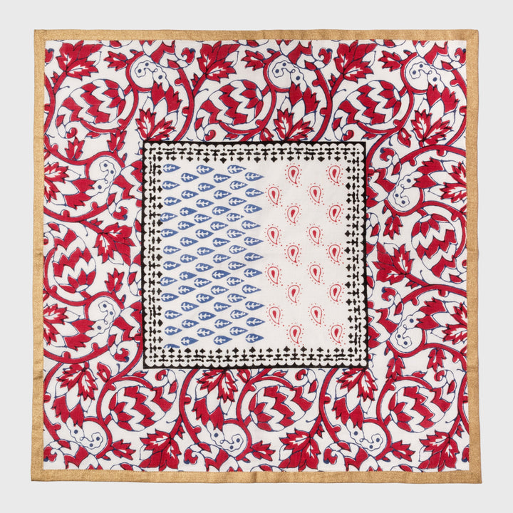 Joyful Block Print Napkin, Red, Set of Two