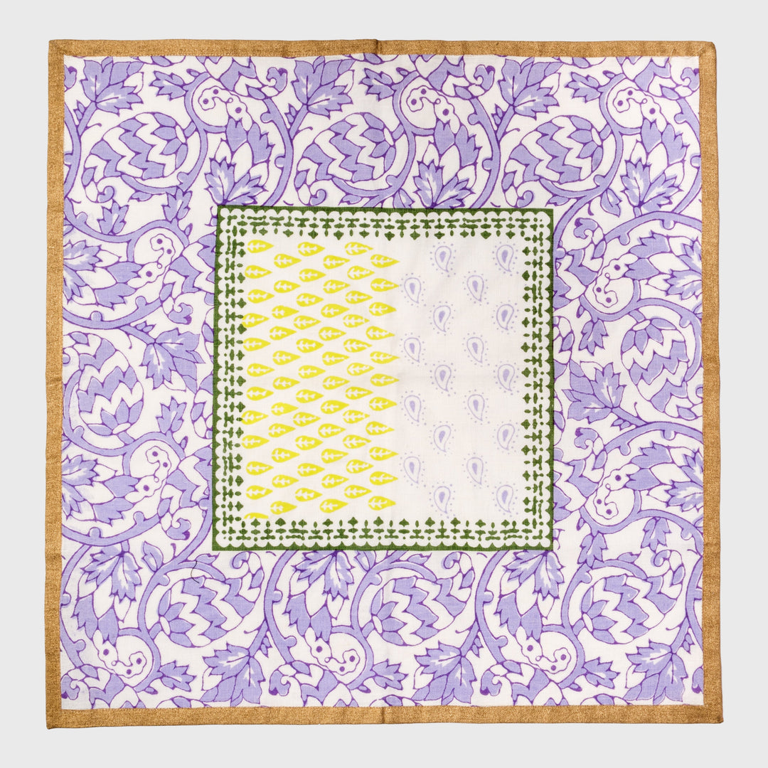 Joyful Block Print Dinner Napkins - Lilac
