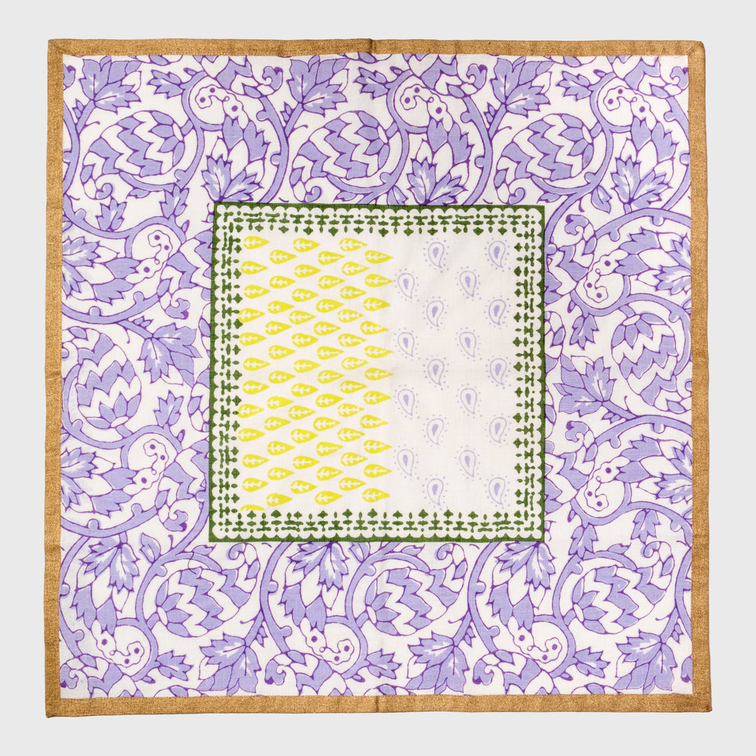 Joyful Block Print Napkin, Lilac, Set of Two