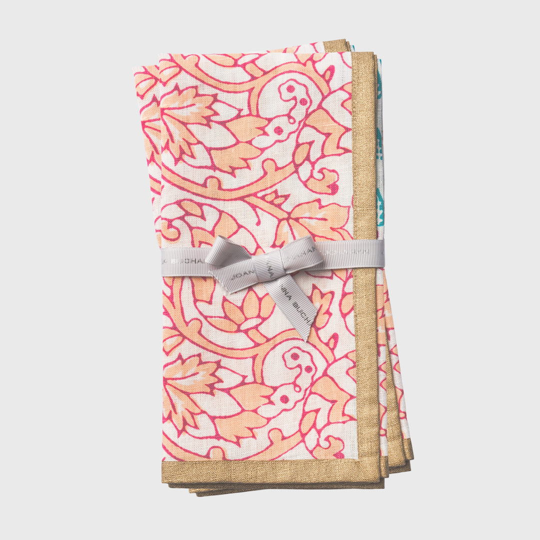 Joyful Block Print Napkin, Pink, Set of Two