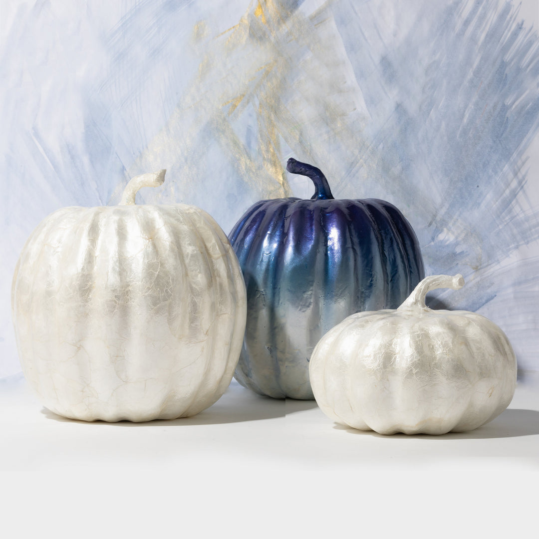 Large Capiz Pumpkin - Blue Ombre