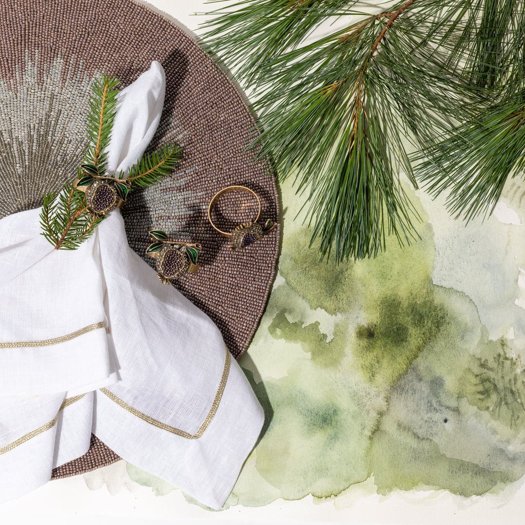 Pomegranate Skinny Napkin Rings, Set of Four