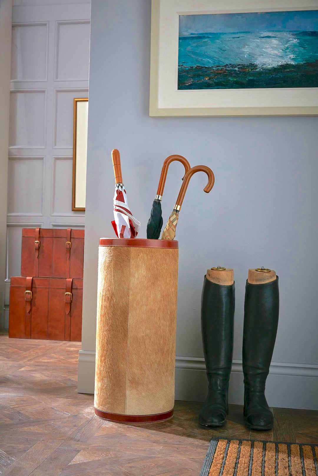 Ledbury Natural Tan Cowhide Umbrella Stand