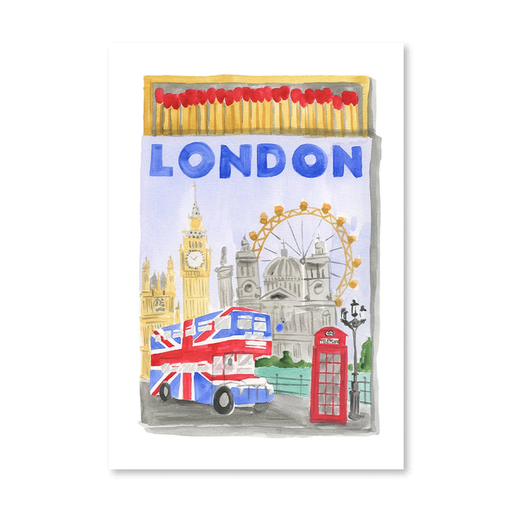 London Matchbook Watercolour Print