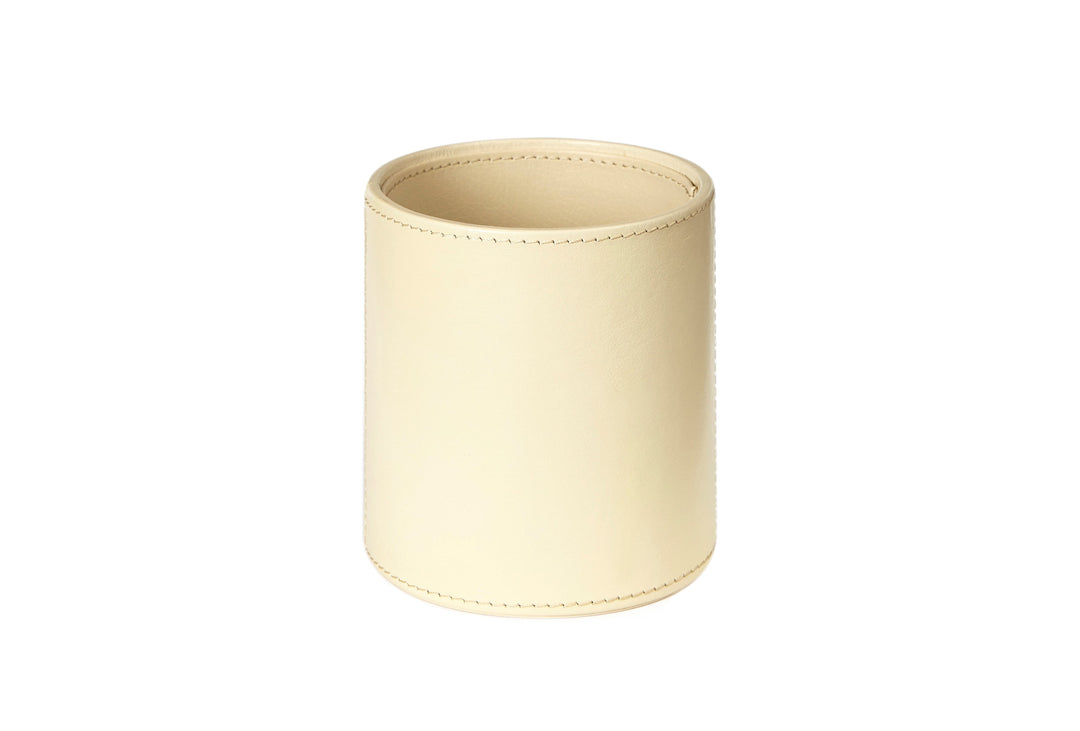 Maisie Ivory Leather Make-Up Brush Pot