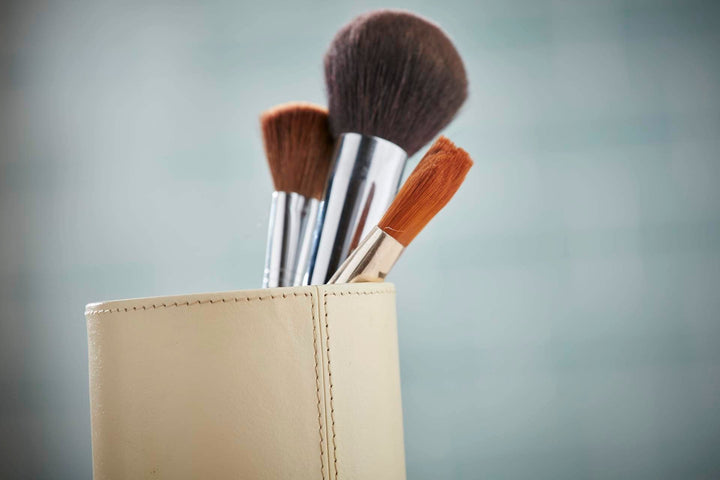 Maisie Ivory Leather Make-Up Brush Pot