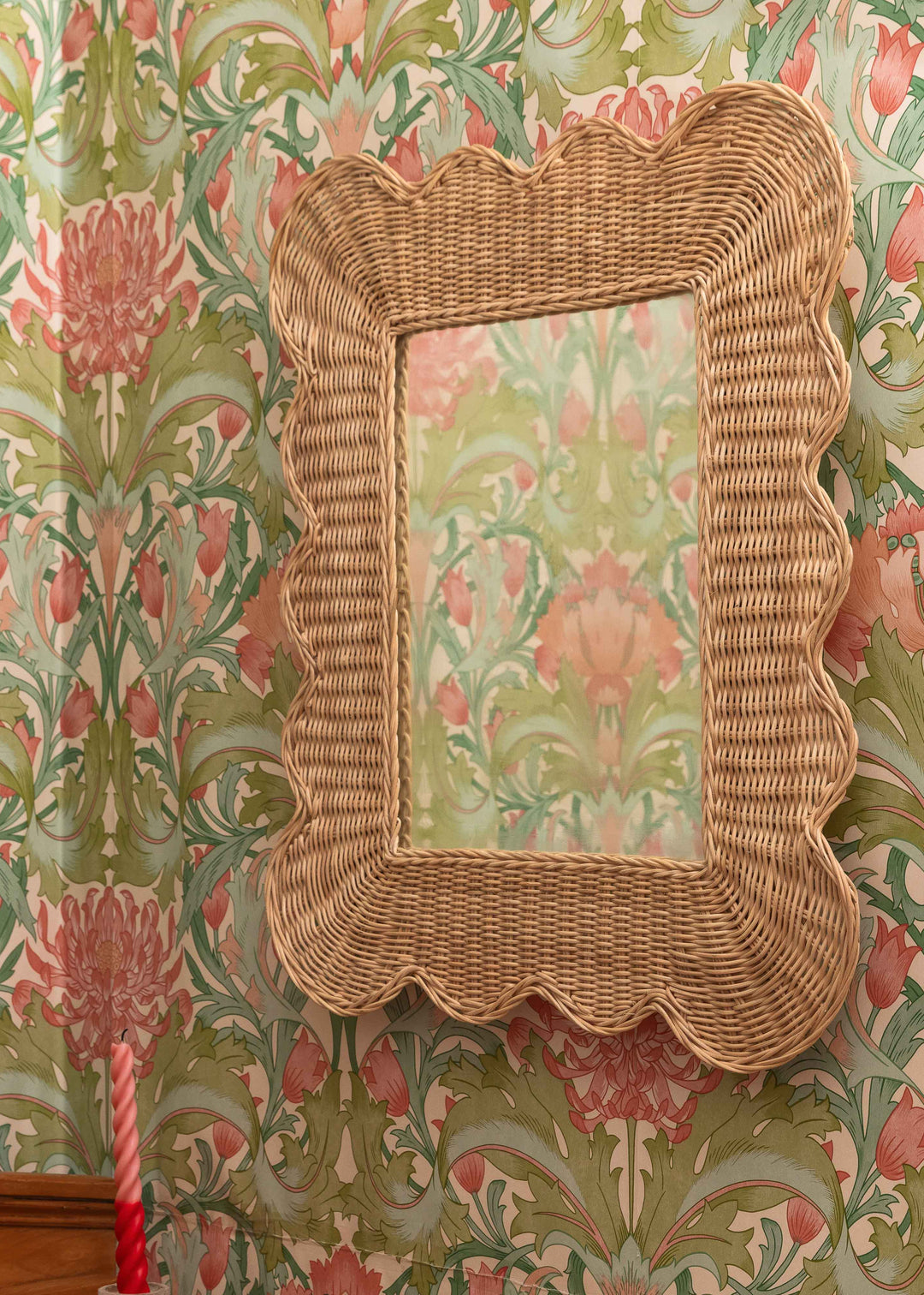 Mimi Scalloped Rattan Mirror