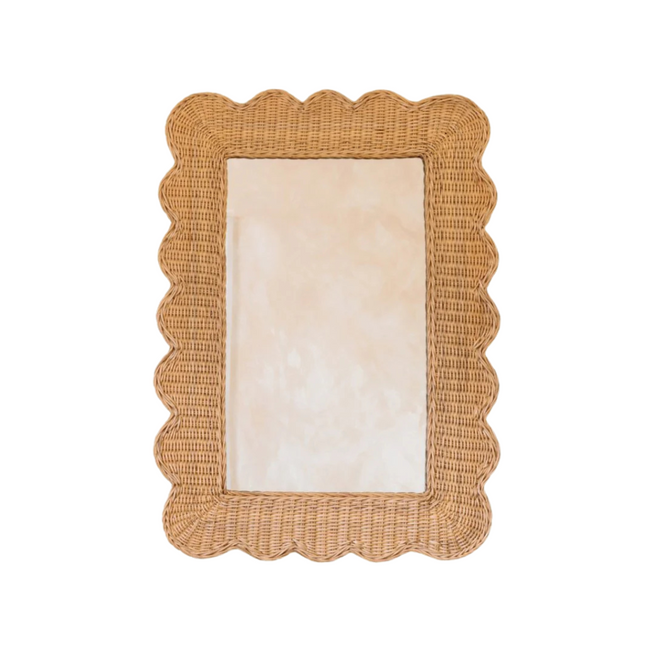 Mimi Scalloped Rattan Mirror