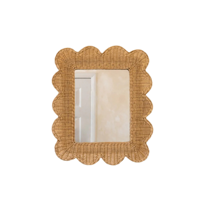 Mimi Scalloped Rattan Mirror