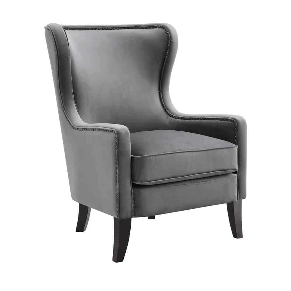 Orson Velvet Wingback Armchair - Feather Grey