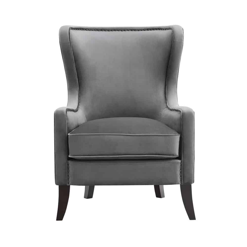 Orson Velvet Wingback Armchair - Feather Grey