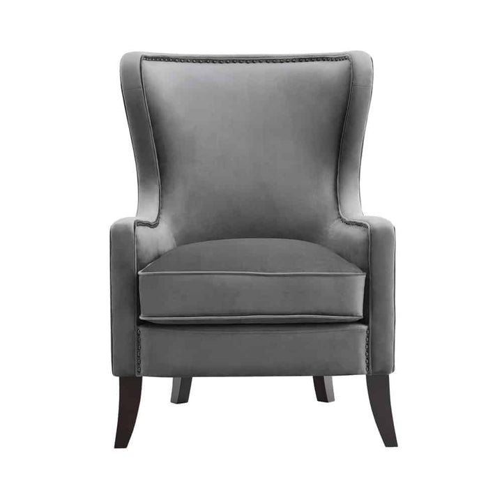 Orson Velvet Wingback Armchair - Feather Grey