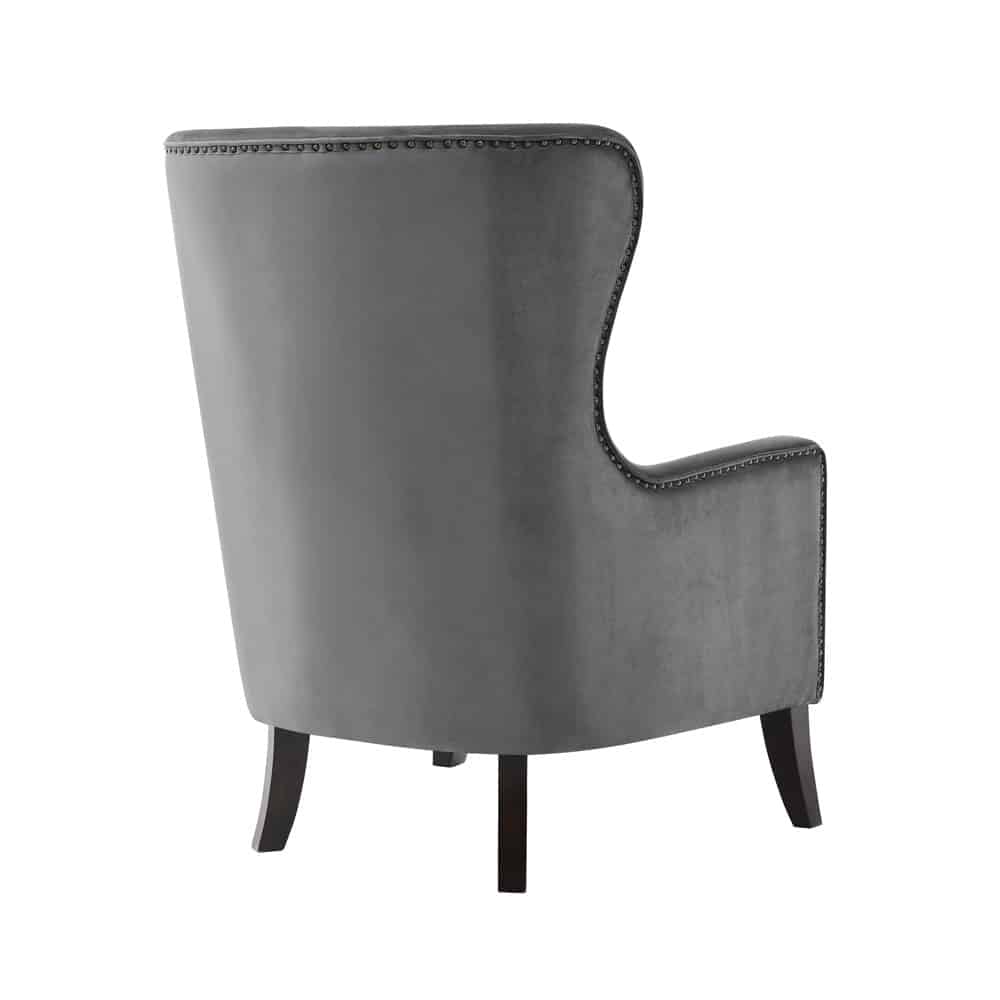 Orson Velvet Wingback Armchair - Feather Grey