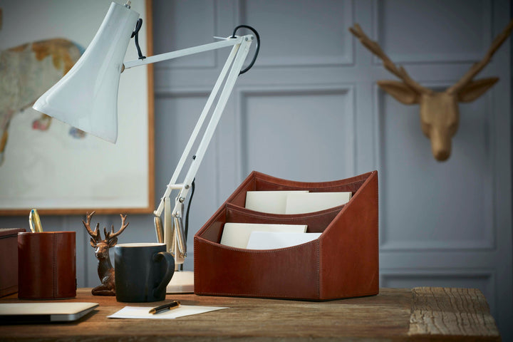 Oakley Classic Tan Leather Desk Tidy