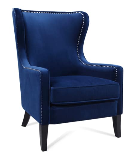 Orson Velvet Wingback Armchair - Sapphire Blue