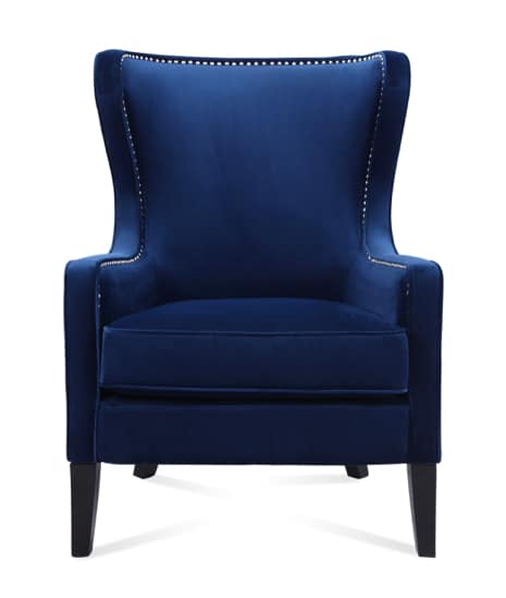 Orson Velvet Wingback Armchair - Sapphire Blue