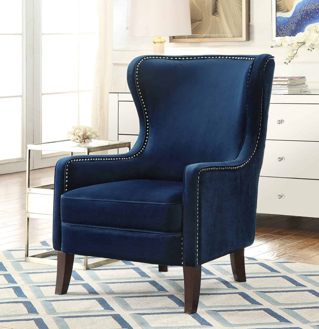 Orson Velvet Wingback Armchair - Sapphire Blue