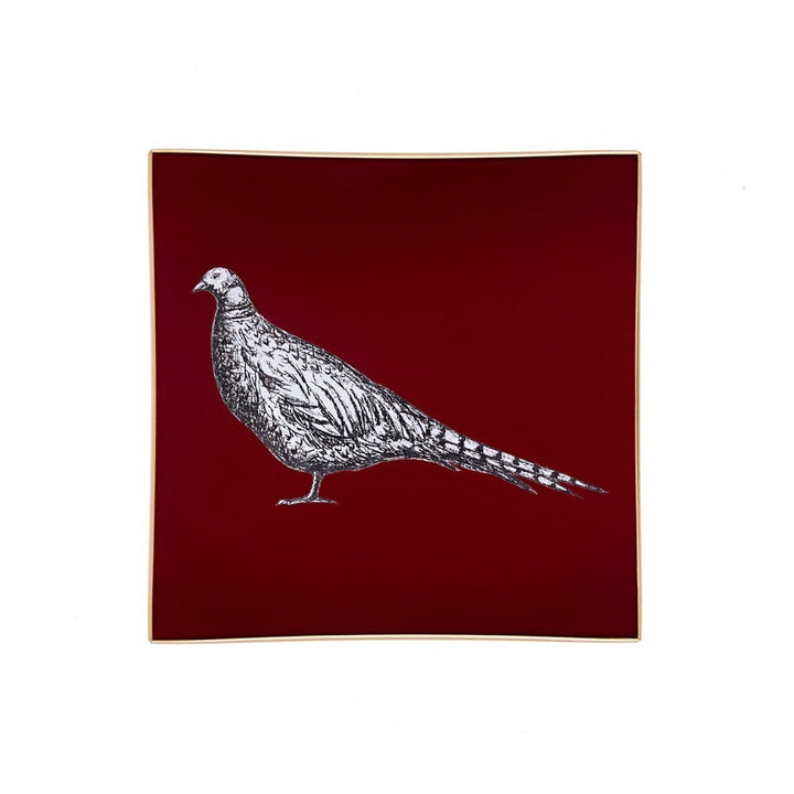 Pheasant Glass Tray - Dark Green