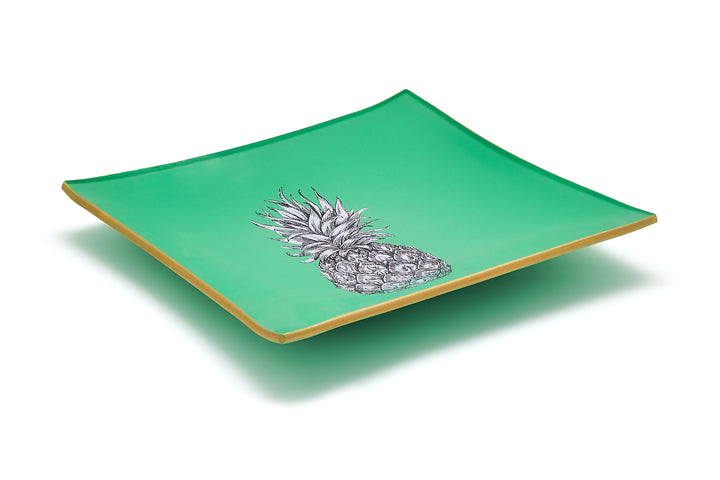 Pineapple Glass Tray - Mint Green