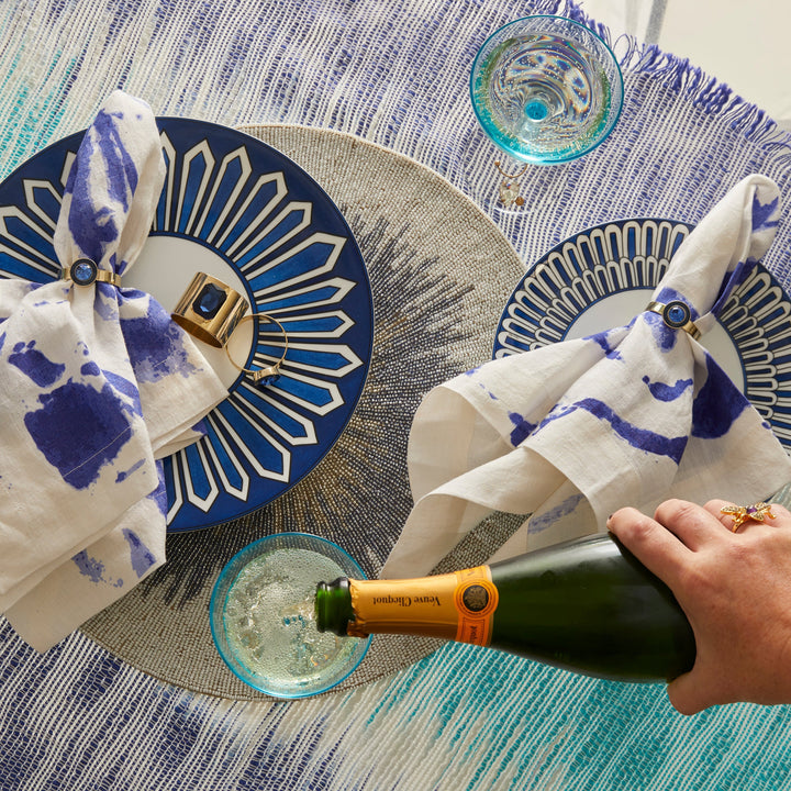 Brushstroke Dinner Napkins - Blue