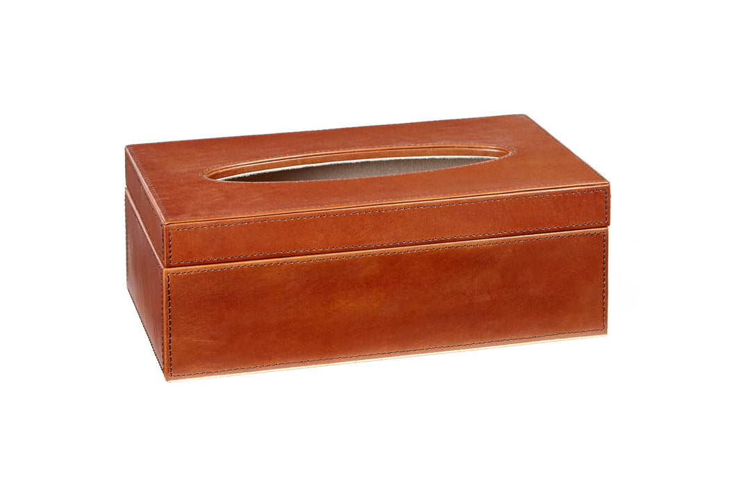 Paddington Classic Tan Leather Tissue Box Cover