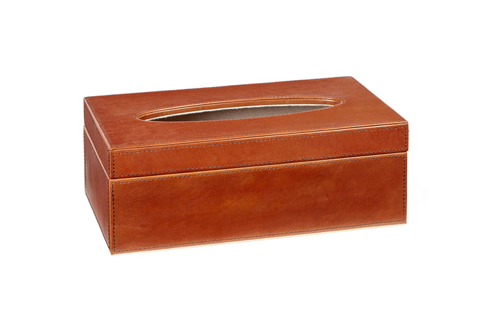 Paddington Classic Tan Leather Tissue Box Cover