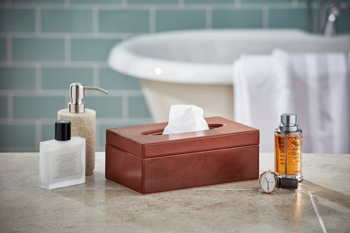 Paddington Classic Tan Leather Tissue Box Cover
