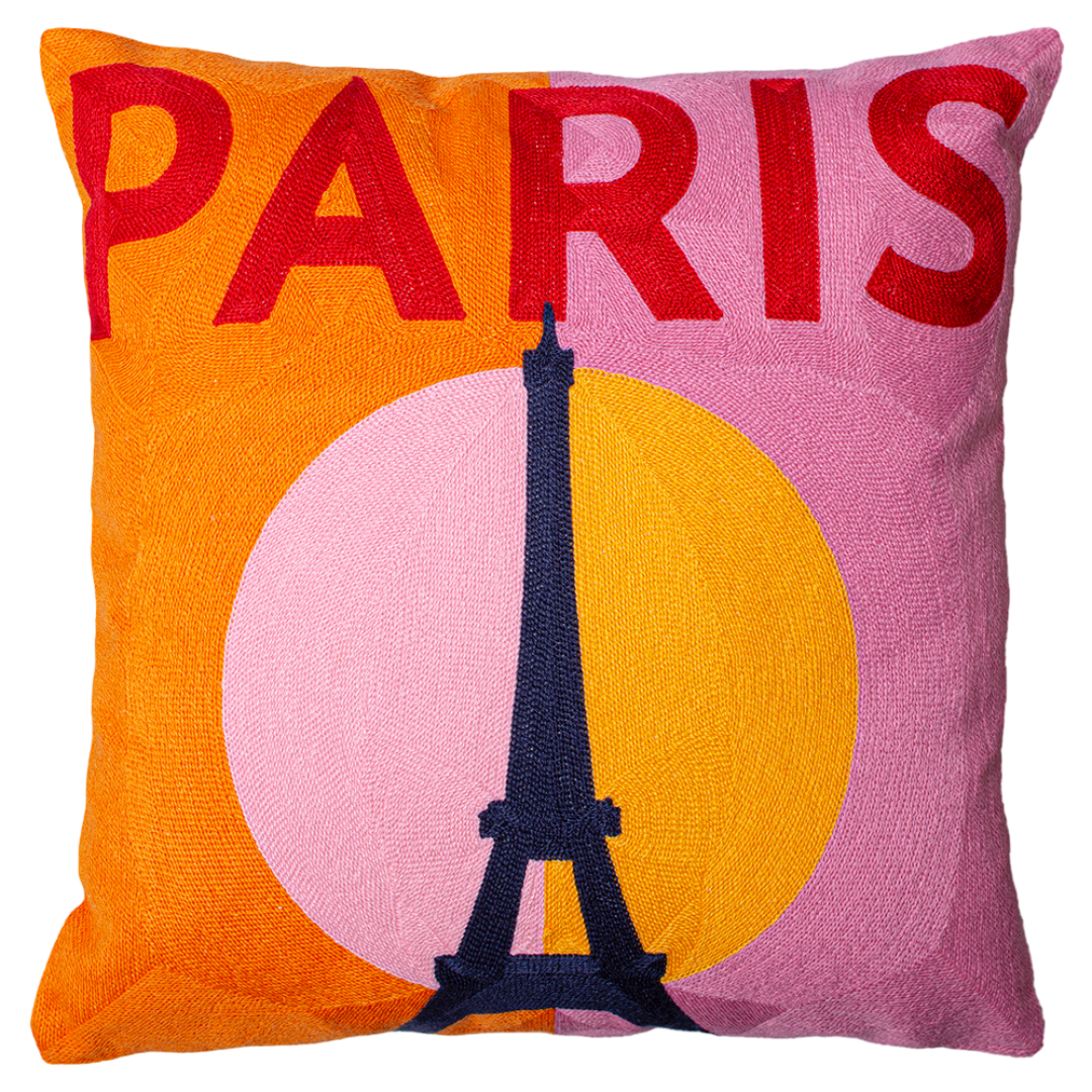 Paris Eiffel Tower Needlepoint Pillow
