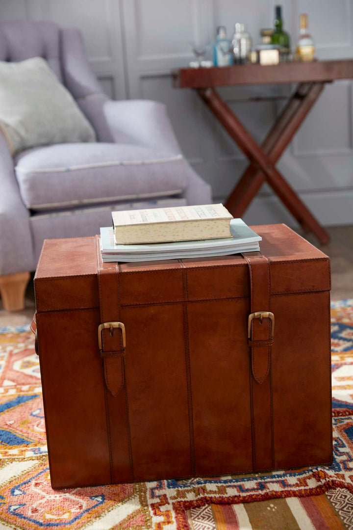 Parker Classic Tan Leather Trunks