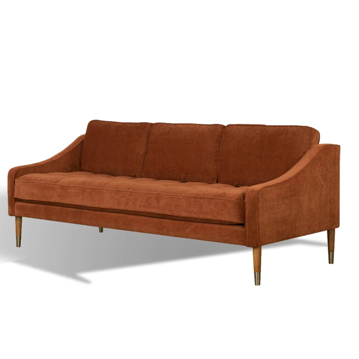 Edna Velvet 3-Seater Sofa - Terracotta
