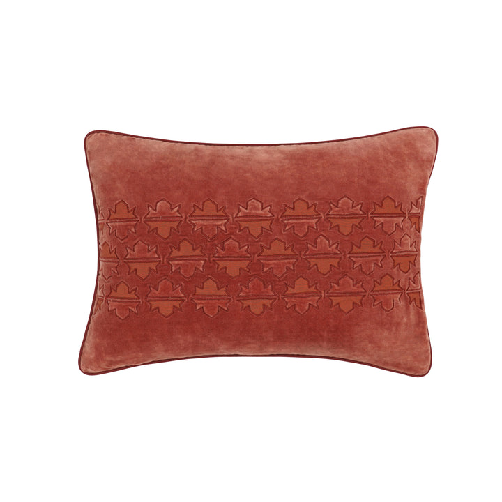 Sintra Appliqué Velvet Rectangular Cushion - Red