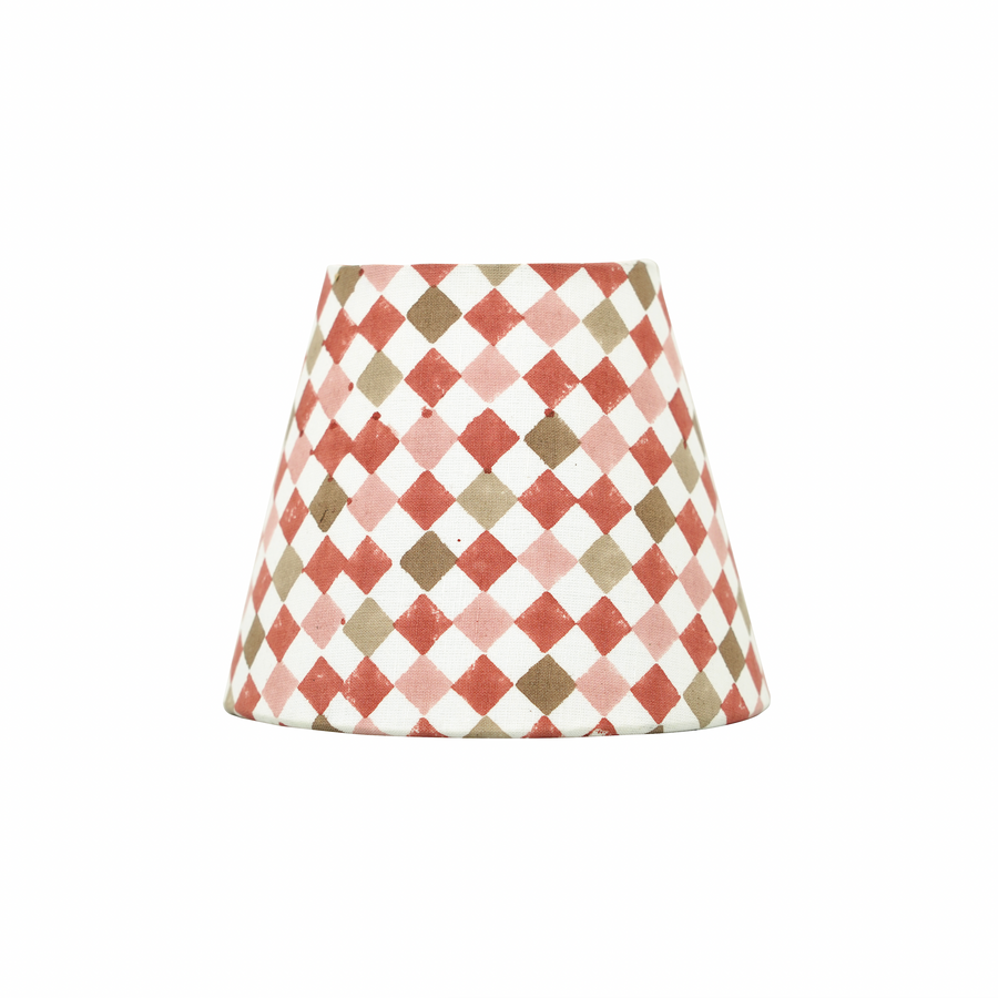Azulejo Block Print Candle Lampshade - Red