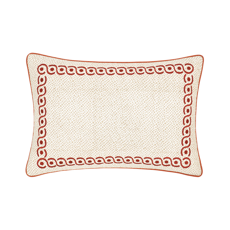 Calcada Embroidered Cushion - Red