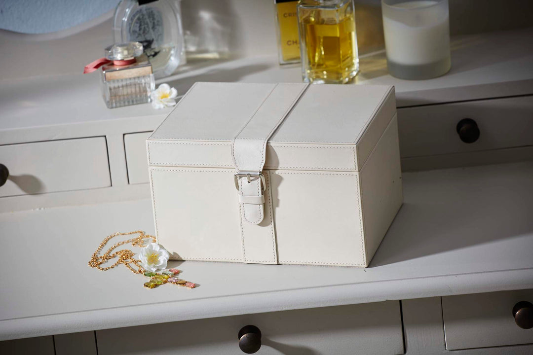Rosa Ivory Leather Jewellery Box