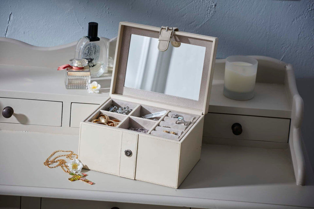 Rosa Ivory Leather Jewellery Box